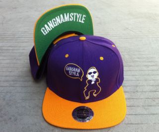 Purple Yellow hip hop PSY K POP Oppa GANGNAM STYLE Snapback Baseball