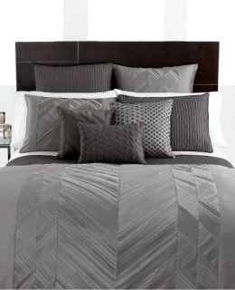Hotel Collection Bedding Pieced Pintuck Gray Queen Duvet Cover