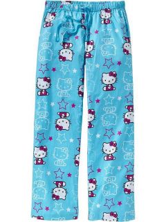 34 New Hello Kitty Pajamas Lounge Pants Blue Print Size s M L Jubiors