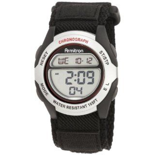 Armitron Mens 408095SIL Chronograph Black Strap Digital Sport Watch