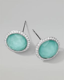 Stella Stud Earrings in Turquoise Double with Diamonds