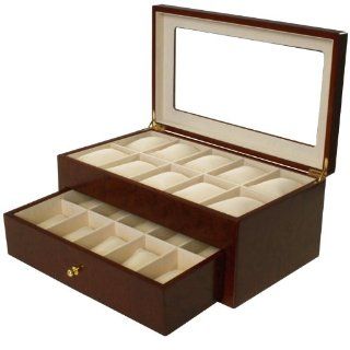 Watch Box for 20 Watches Burlwood Matte Finish XL Extra Large