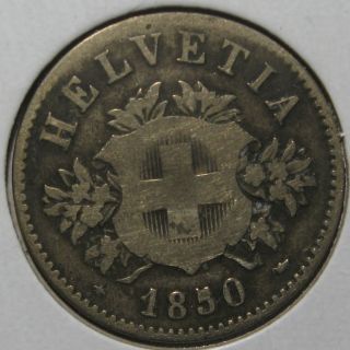 1850 BB Swiss Switzerland Helvetia 20 Rappen Circulated Coin KM 7