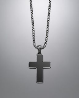 N0JTN David Yurman Black Onyx Chevron Cross Necklace