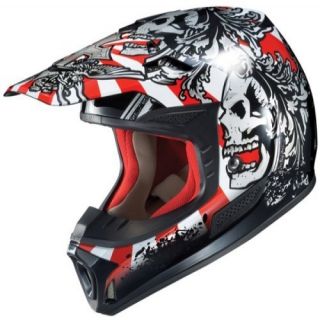 HJC Motorcycle Full Face Helmet SPx Skully Off Road Helmet Red Blk
