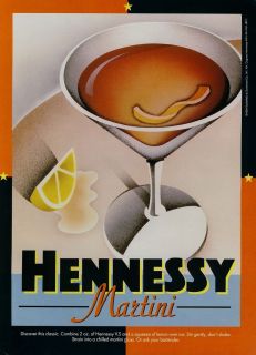 HENNESSY COGNAC AD 1994 HENNESSY MARTINI ART WORK
