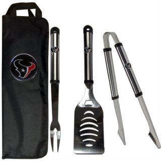 Houston Texans 3 PC Stainless BBQ Grilling Set with Bag NFL New