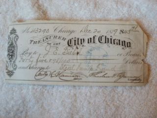 1879 Assassinated Mayor Carter Harrison Signed Autograph City of