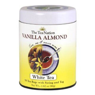 The Tea Nation String and Tag White Tea Bags, Vanilla Almond, 50 Count