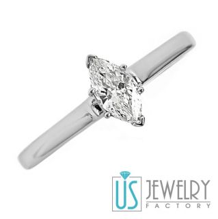  vs Marquise Diamond Solitaire Engagement Ring 14k White Gold