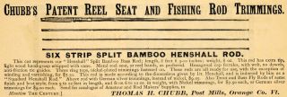  Thomas H. Chubb Fishing Rod Trimmings Henshall   ORIGINAL ADVERTISING