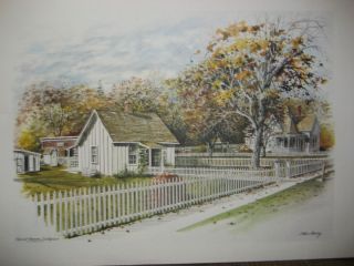 Watercolor Print of Herbert Hoover Birthplace Home in West Branch Iowa