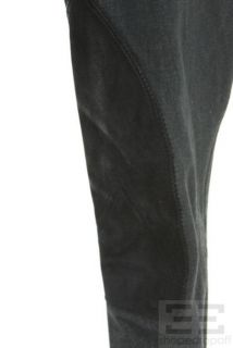 Hermes Charcoal Grey Cotton & Black Leather Riding Pants Size 44