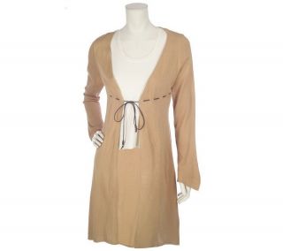 Shop Intuition Jaye Hersh Tie Front Sweater Duster Knee Camel L New