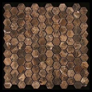 Dark Emperador Tumbled Hexagon Marble Mosaic Tile Pattern Showers