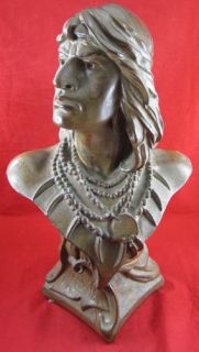 Vintage Plaster Chalkware Bust Hiawatha Native American Leader