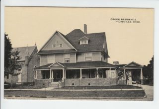 Crook Residence Hicksville Ohio OH Old Postcard Defiance County