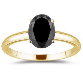 46 0.55) Cts Black Diamond Solitaire Ring in 18K Yellow Gold 7