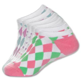 Finish Line Youth 3 Pack No Show Socks Pink/Green