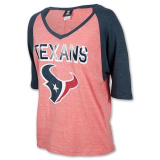 New Era NFL Houstan Texans 3/4 Oversized Raglan Womens V Neck