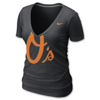 Nike MLB Baltimore Orioles V Neck Burnout Womens Tee Shirt