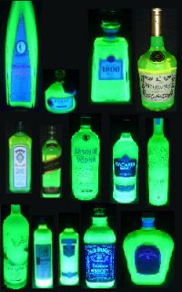 decorate your bar with neon glowing bottles