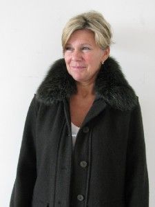Mint Hilary Radley Loden Green Boiled Wool Real Fox Fur Ladies Coat