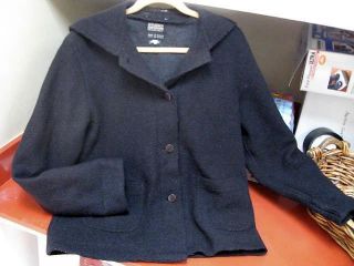 Ladies Sz 8 Hilary Radley Studio Black Wool Hooded Coat