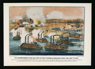  Civil War Print Capture of Fort Hindman Arkansas Post Ironclads