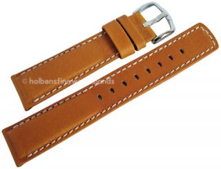 22mm Hirsch Mariner Gold Brown Waterproof Leather Chrono Mens Watch