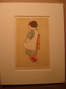 Hiroshi Yoshida Woodblock Print Small Child