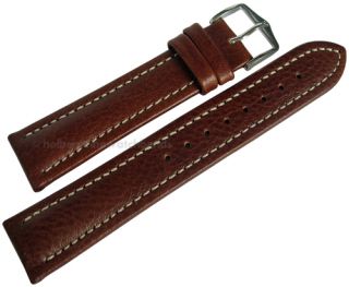 20mm Hirsch Buffalo Brown Chrono Leather Mens Watch Band Strap