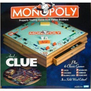 Parker Brother Hasbro Wooden Board Games, Monopoly, Clue