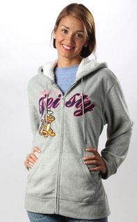 Disney Feisty Tigger Gray Fleece Zip Up Jacket Hoodie Sweatshirt s M L