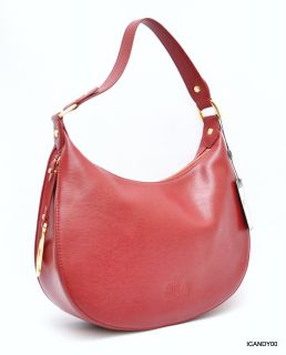  Ralph Lauren Newbury Zip Hobo Shoulder Bag Handbag Garnet Red