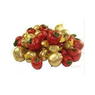 Club Pack Of648 Glitter Red And Gold Apple Christmas