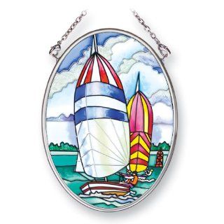 Amia Suncatcher Featuring a Sailboat Design, Hand Painted
