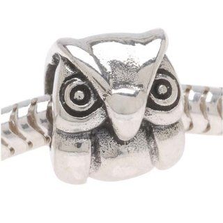 Antiqued Sterling Silver Owl Shaped Bead   Fits Pandora 9