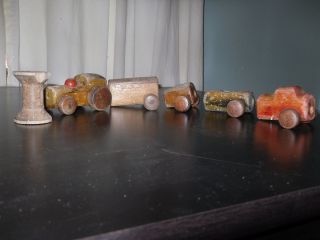 Vintage Holgate Wooden 5 Car Train Pull Toy