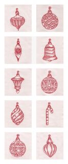 Redwork Christmas Ornaments Machine Embroidery Designs