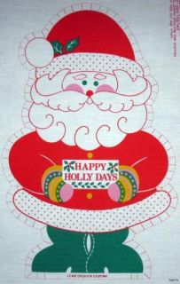 Happy Holly Days Santa Claus Fabric Panel VTNS Makes 2 Christmas Dolls