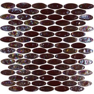 12 x 12 In. Root Beer Oval Glass Brown Mosaic Tile Kitchen, Bathroom