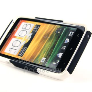 Black White Rhino Kickstand Hybrid Case + Holste for HTC ONE X AT&T