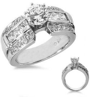 59 Ct.Diamond Engagement Ring with Princess Side Stones Jewelry