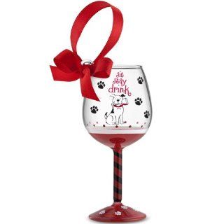 Sit Stay Drink Hand Painted Wine Glass Ornament, Gift