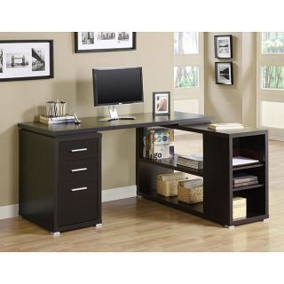 Cappuccino L shaped Computer Desk Home Office Furniture Wood Desks New
