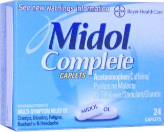 Midol Complete 24 Caplets Menstrual Pain Reliever Diuretic Cramps Pain