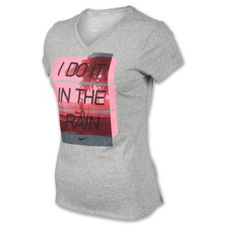 Womens Nike Rain Tee Shirt Light Heather Grey