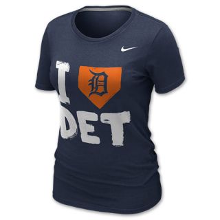 Womens Nike Detroit Tigers MLB I Love T Shirt Navy