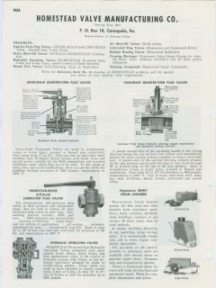 Homestead Valve Mfg 1951 Ad Plug Valves Steam Cleaners Operating
